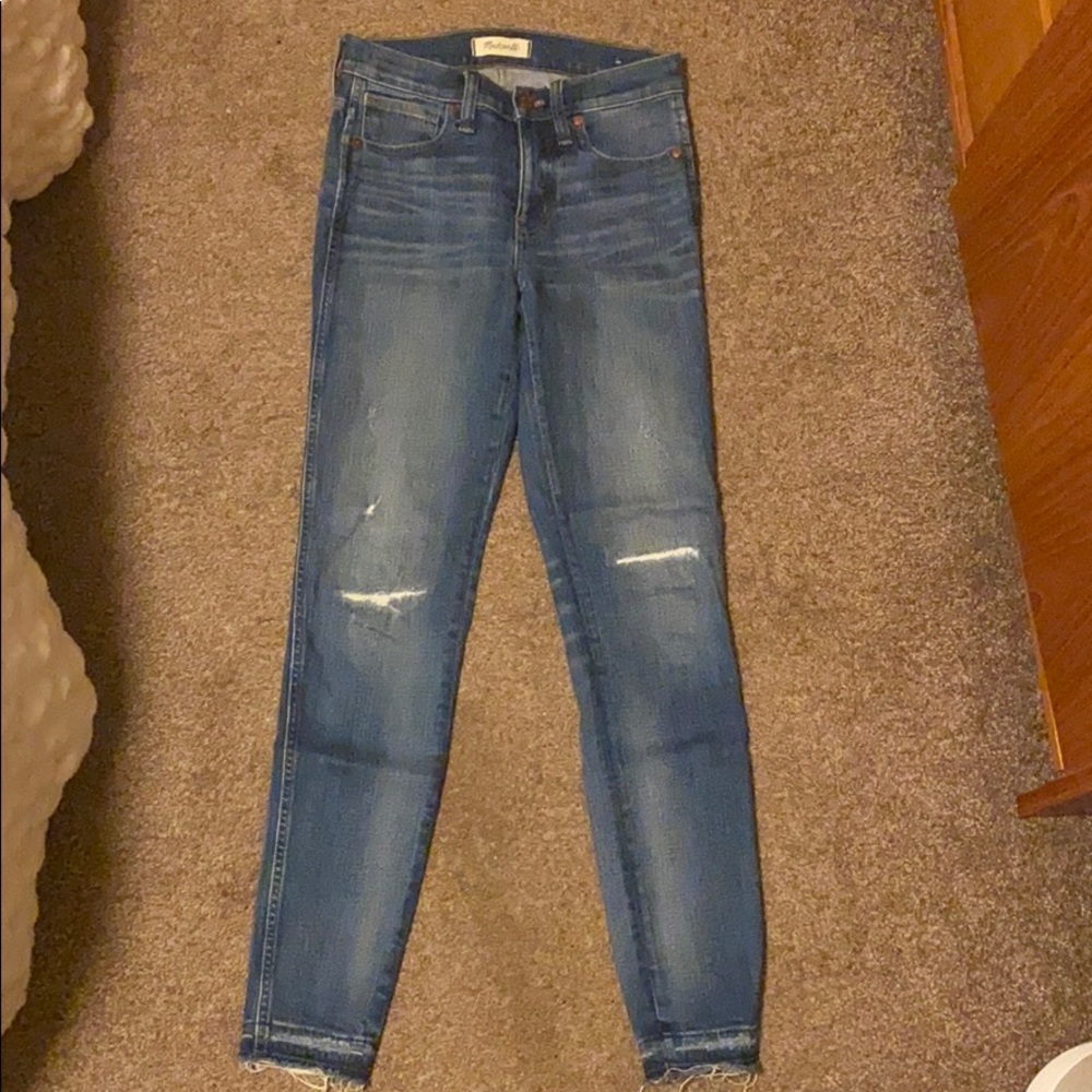 High rise distressed skinny Madewell jeans